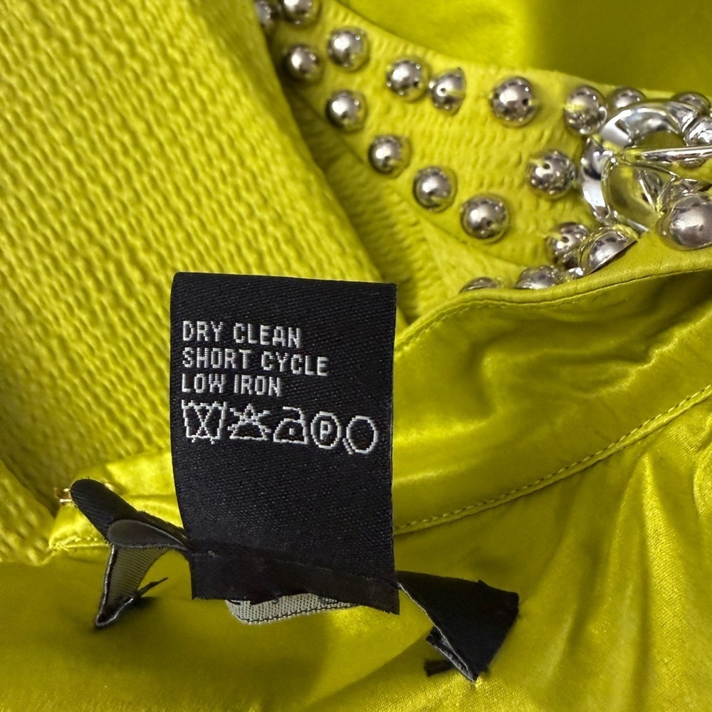 Etcetera Beaded Halter Dress Lime Green Keyhole Midi Size 6 - Picture 6 of 7
